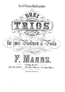 Drei Streichtrios, Op.16: Trio Nr.1 in G-Dur by Ferdinand Manns