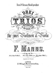 Drei Streichtrios, Op.16: Trio Nr.3 in A-Dur by Ferdinand Manns