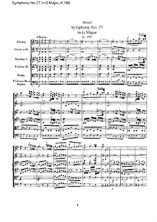 Sinfonie Nr.27 in G-Dur, K.199: Vollpartitur by Wolfgang Amadeus Mozart