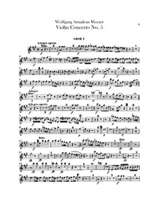 Konzert für Violine und Orchester Nr.5 in A-Dur 'Türkisch', K.219: Oboenstimmen I-II by Wolfgang Amadeus Mozart
