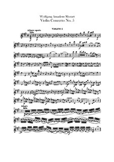 Konzert für Violine und Orchester Nr.5 in A-Dur 'Türkisch', K.219: Violinstimmen I-II by Wolfgang Amadeus Mozart