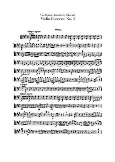 Konzert für Violine und Orchester Nr.5 in A-Dur 'Türkisch', K.219: Bratschenstimme by Wolfgang Amadeus Mozart