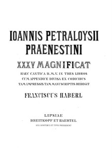 Magnificat-Vertonungen: Buch I by Giovanni da Palestrina