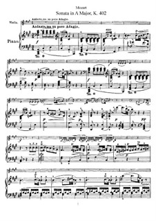 Sonate für Violine und Klavier Nr.29 in A-Dur, K.402: Partitur, Solostimme by Wolfgang Amadeus Mozart