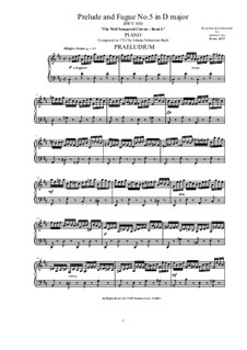 Präludium und Fuge Nr.5 in D-Dur, BWV 850: Für Klavier by Johann Sebastian Bach