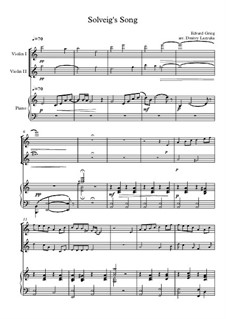 Suite Nr.2. Solvejgs Lied: For two violins and piano by Edvard Grieg