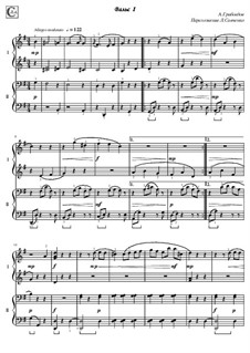 Zwei Walzer: No.2, for piano four hands by Aleksandr Sergeyevich Griboyedov