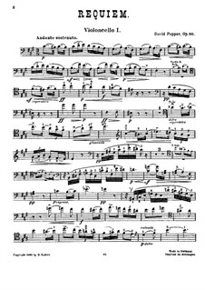 Requiem, für drei Cellos und Klavier, Op.66: Cellostimme I by David Popper