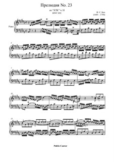 Präludium und Fuge Nr.23 in H-Dur, BWV 892: Präludium by Johann Sebastian Bach