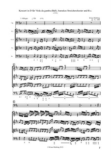 Konzert in D für Viola da gamba, barockes Streichorchester und B.c., Op.51: Konzert in D für Viola da gamba, barockes Streichorchester und B.c. by Klaus Miehling