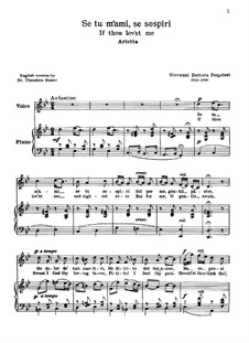Se tu m'ami, se sospiri: Für Stimme und Klavier by Giovanni Battista Pergolesi