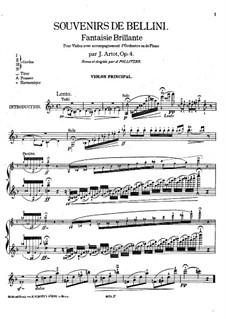 Erinnerungen an Bellini. Fantasie Brillante, Op.4: Erinnerungen an Bellini. Fantasie Brillante by Alexandre Joseph Artôt