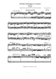 Präludium und Fuge in a-Moll, BWV 551: Für Klavier by Johann Sebastian Bach