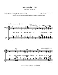 Evening Serenade: SATB by Felix Mendelssohn-Bartholdy