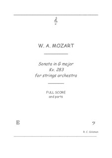 Sonate für Klavier Nr.5 in G-Dur, K.283: Strings orchestra transcription by Wolfgang Amadeus Mozart