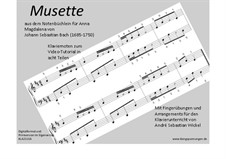 Nr.22 Musette in D-dur, BWV Anh.126: Notensatz zum Tutorial Klavier lernen für Anfänger 1-8, KLA211EA by Johann Sebastian Bach