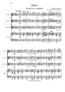 Nänie, Op.114 No.1: For viola trio and piano by Robert Schumann