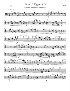 Präludium und Fuge Nr.21 in B-Dur, BWV 890: Fugue, for 3 cellos by Johann Sebastian Bach