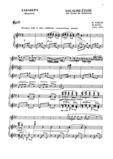 Vocalise-étude en forme de Habanera, M.51: Für Stimme und Klavier by Maurice Ravel