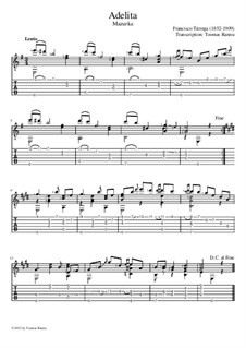 Adelita: Für Gitarre by Francisco Tárrega