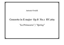 Violinkonzert Nr.1 in E-Dur 'Frühling', RV 269: Bearbeitung für Klavier by Antonio Vivaldi