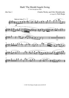 Hark! The Herald Angels Swing: For alto sax duet – alto sax 1 part by Felix Mendelssohn-Bartholdy, Charles Wesley