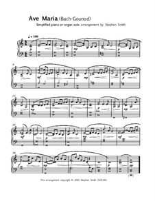 Ave Maria (Instrumental Version – One Instrument): Easy keyboard solo by Johann Sebastian Bach, Charles Gounod