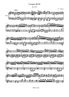 Sonate für Klavier Nr.18 in D-Dur, K.576: Teil I by Wolfgang Amadeus Mozart