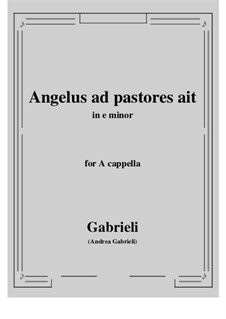 Angelus ad pastores ait: E minor by Andrea Gabrieli