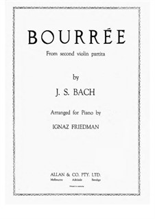 Partita für Violine Nr.2 in d-Moll, BWV 1004: Bourrée, for piano by Johann Sebastian Bach
