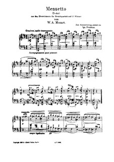 Ein Musikalischer Spass, K.522: Menuetto, for piano by Wolfgang Amadeus Mozart