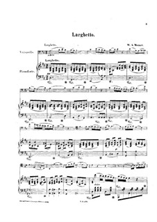 Quintett für Klarinette und Streicher in A-Dur, K.581: Teil II. Bearbeitung für Cello und Klavier by Wolfgang Amadeus Mozart