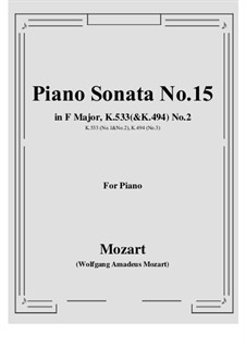 Sonate für Klavier Nr.15 in F-Dur, K.533/494: Teil II by Wolfgang Amadeus Mozart