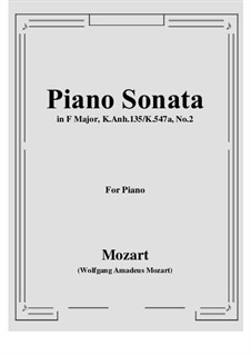 Sonatine für Klavier in F-Dur, K.547a: Teil I by Wolfgang Amadeus Mozart