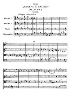 Streichquartett Nr.60 in G-Dur, Hob.III/75 Op.76 No.1: Vollpartitur, Stimmen by Joseph Haydn