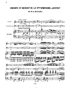 Sinfonie Nr.41 in C-Dur 'Jupiter', K.551: Andante und Menuett, für Klaviertrio by Wolfgang Amadeus Mozart