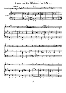Sechs Sonaten für Cello (oder Bratsche) und Basso Continuo, Op.1: Sonata No.4 in g minor by Benedetto Marcello
