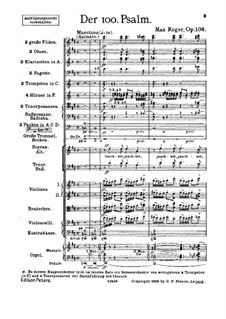 Psalm Nr.100 für Chor und Orchester, Op.106: Vollpartitur by Max Reger