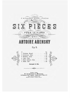 Sechs Stücke, Op.5: Vollsammlung by Anton Arenski