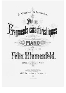 Zwei charakteristische Fragment, Op.33: Für Klavier by Felix Blumenfeld