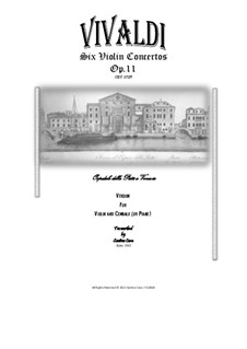 Six Concertos for Violin, Strings and Cembalo, Op.11: Version for violin and cembalo (or piano) - full score and parts by Antonio Vivaldi