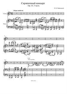 Konzert für Violine und Orchester in D-Dur, TH 59 Op.35: Movement III, for violin and piano by Pjotr Tschaikowski