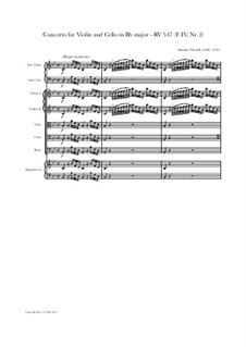 Concerto for Violin, Cello and Strings in B Flat Major, RV 547: Score, parts by Antonio Vivaldi