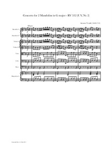 Konzert für zwei Mandolinen und Streicher in G-Dur, RV 532: Vollpartitur, Stimmen by Antonio Vivaldi
