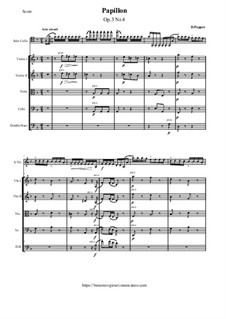 Maskenballszene für Cello und Klavier, Op.3: No.4 Papillon, for cello and string orchestra by David Popper