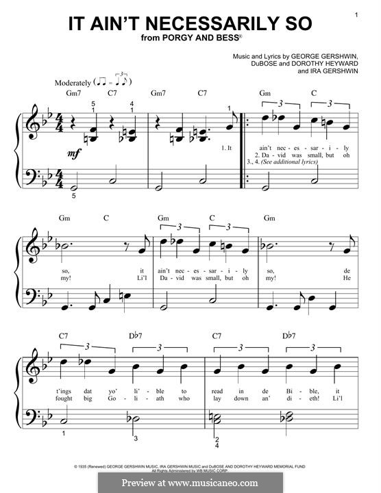 It ain't Necessarily So: Für Klavier by George Gershwin