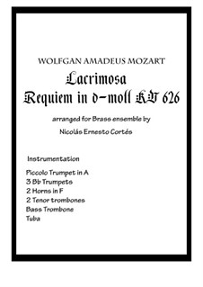 Lacrimosa: For brass ensemble by Wolfgang Amadeus Mozart