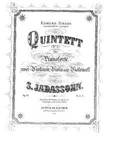 Klavierquintett Nr.2 in F-Dur, Op.76: Vollpartitur und Stimmen by Salomon Jadassohn