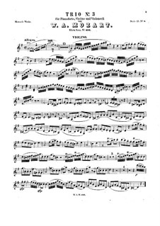 Piano Trio No.2 in G Major, K.496: Violinstimme by Wolfgang Amadeus Mozart