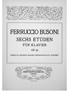 Sechs Etuden für Klavier, BV 203 Op.16: Vollsammlung by Ferruccio Busoni